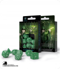 Elven Green-White Polyhedral dice set