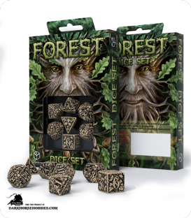 Forest Beige-Black Polyhedral dice set