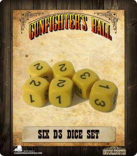 Gunfighter's Ball: 6-sided D3's x 6 Dice Set