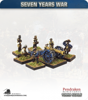 10mm Seven Years War: Prussian 9pdr Gun with Limber, Horses and Crew