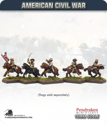10mm American Civil War: Confederate Cavalry with Command