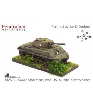 10mm World War II: American - M4A3 Sherman Tank w/ late HVSS - 75mm (late turret)