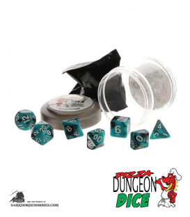 Pizza Dungeon Dice: Dual Teal/Black