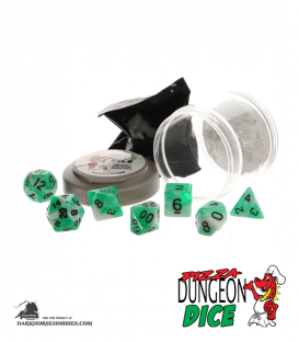 Pizza Dungeon Dice: Dual Teal/White