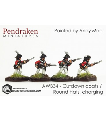 10mm American Revolution: British Cutdown Coats in Round Hats - Charging (painted by Andy Mac)