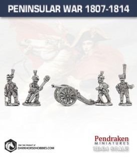 10mm Peninsular War (1807-1814): Spanish 4pdr Guns (with horse crew)