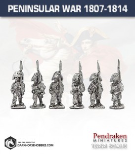 10mm Peninsular War (1807-1814): Spanish Fusiliers in 1805 Irregular Uniform - March Attack