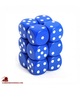 Chessex: Opaque 16mm d6 Blue/White dice set (12)