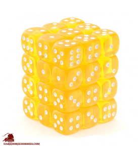 Chessex Dice: Translucent 12mm d6 Yellow/White dice set (36)