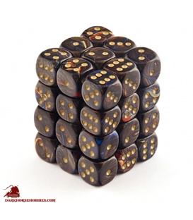Chessex: Scarab 12mm d6 Blue Blood/Gold dice set (36)
