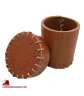 Runic Leather Dice Cup Brown