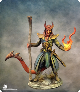 Visions in Fantasy: Male Demonkin Fighter/Mage (painted by Kat Martin)
